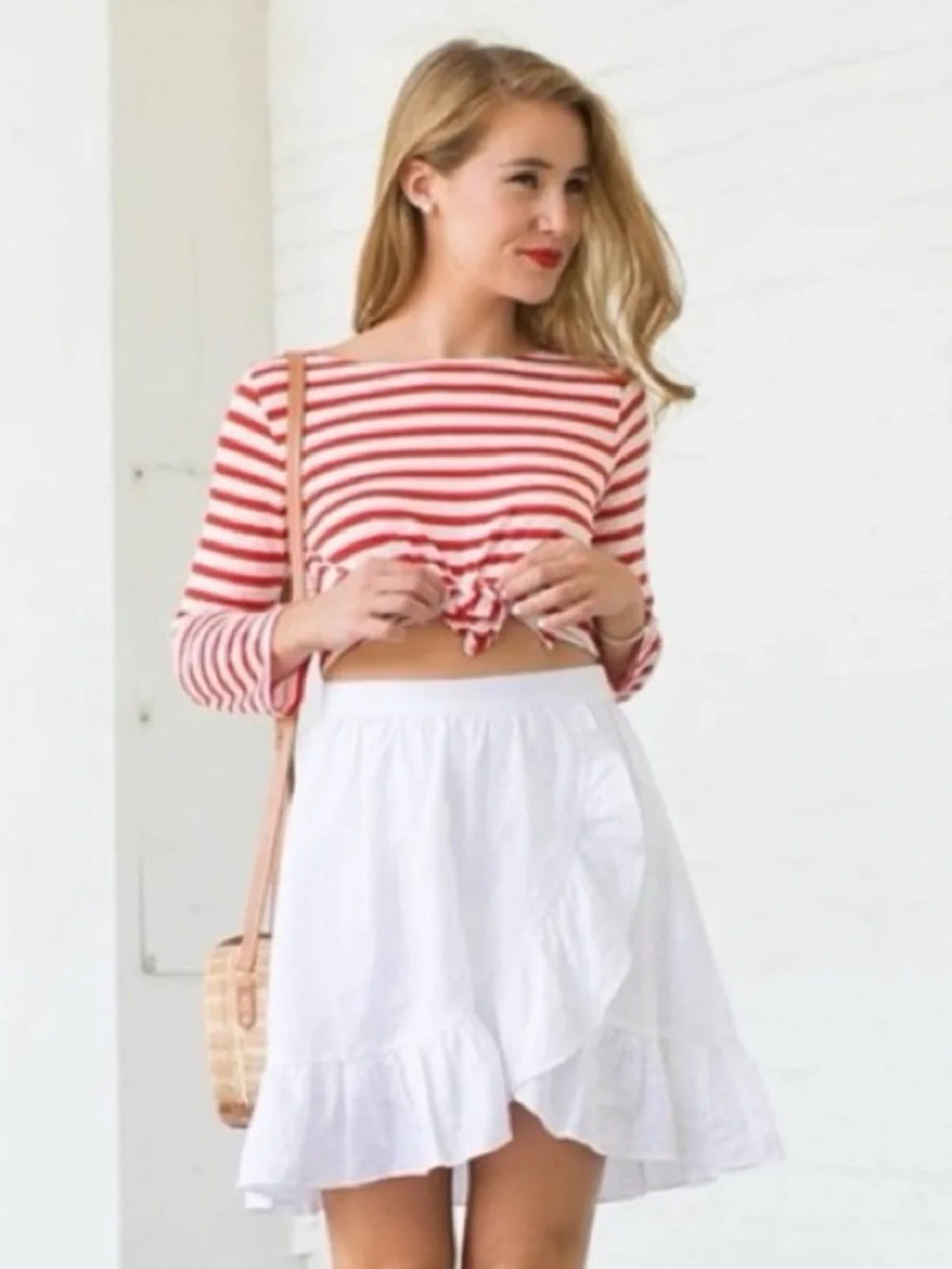 J. Crew White Ruffled Circle Skirt